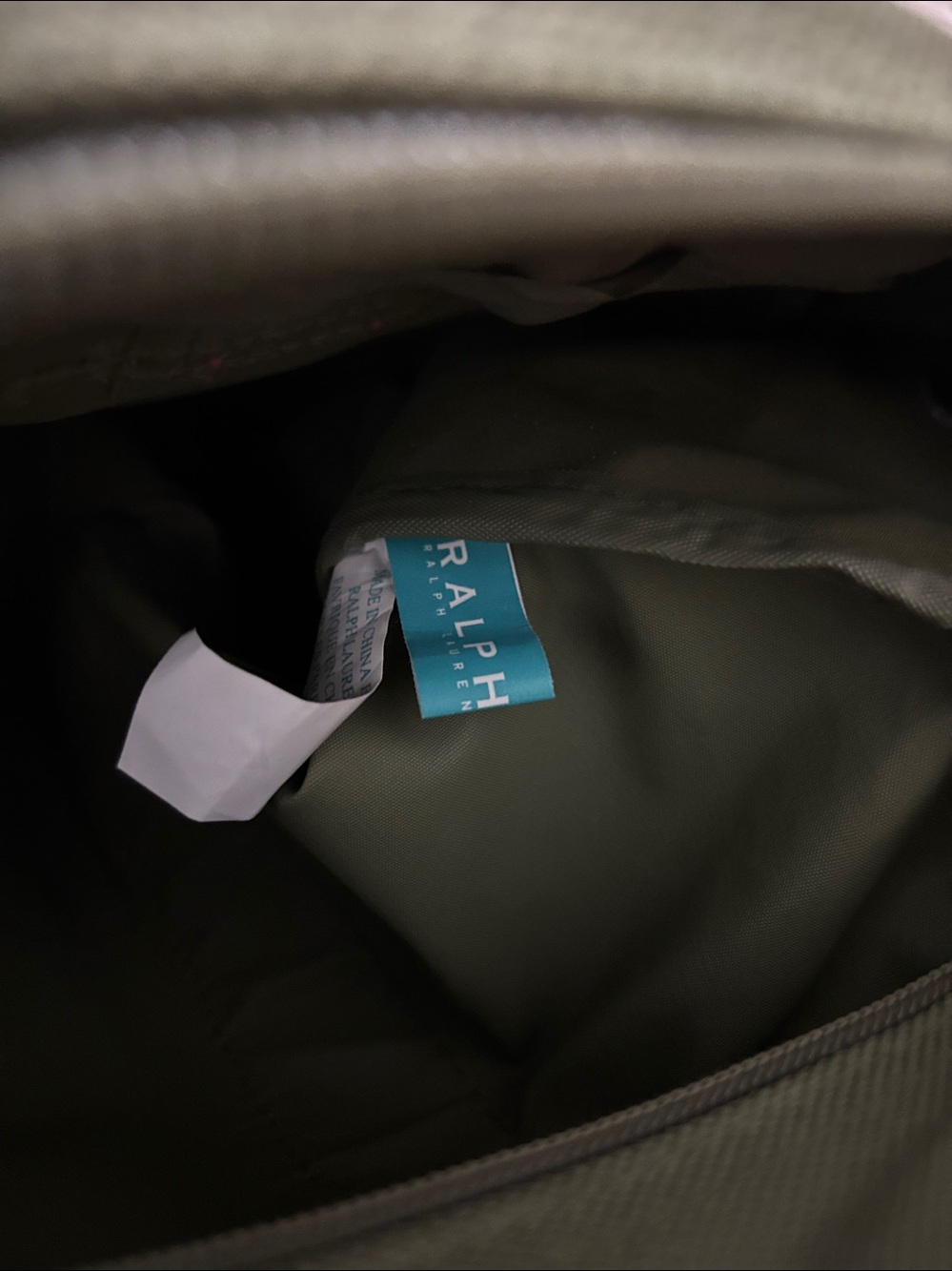 Ralph Lauren Olive Green Canvas Duffel with Pink & Teal Straps - Picture 9 of 10